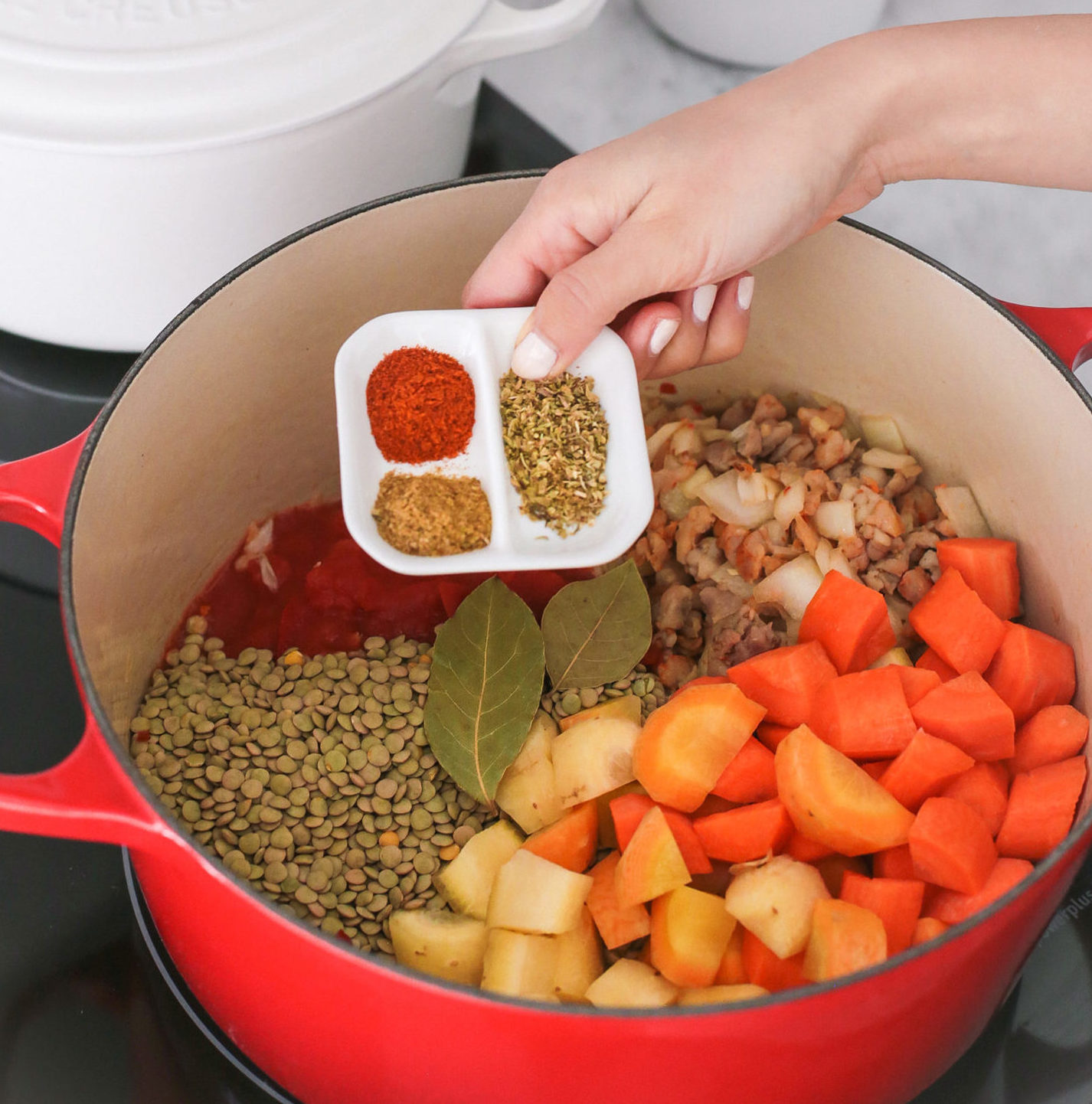 healthy easy lentil vegetable soup recipe red le creuset