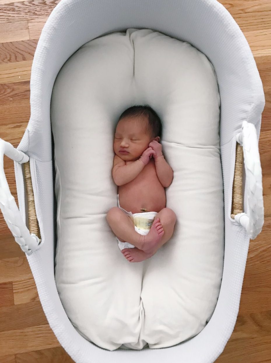 snuggle me organic newborn in bassinet
