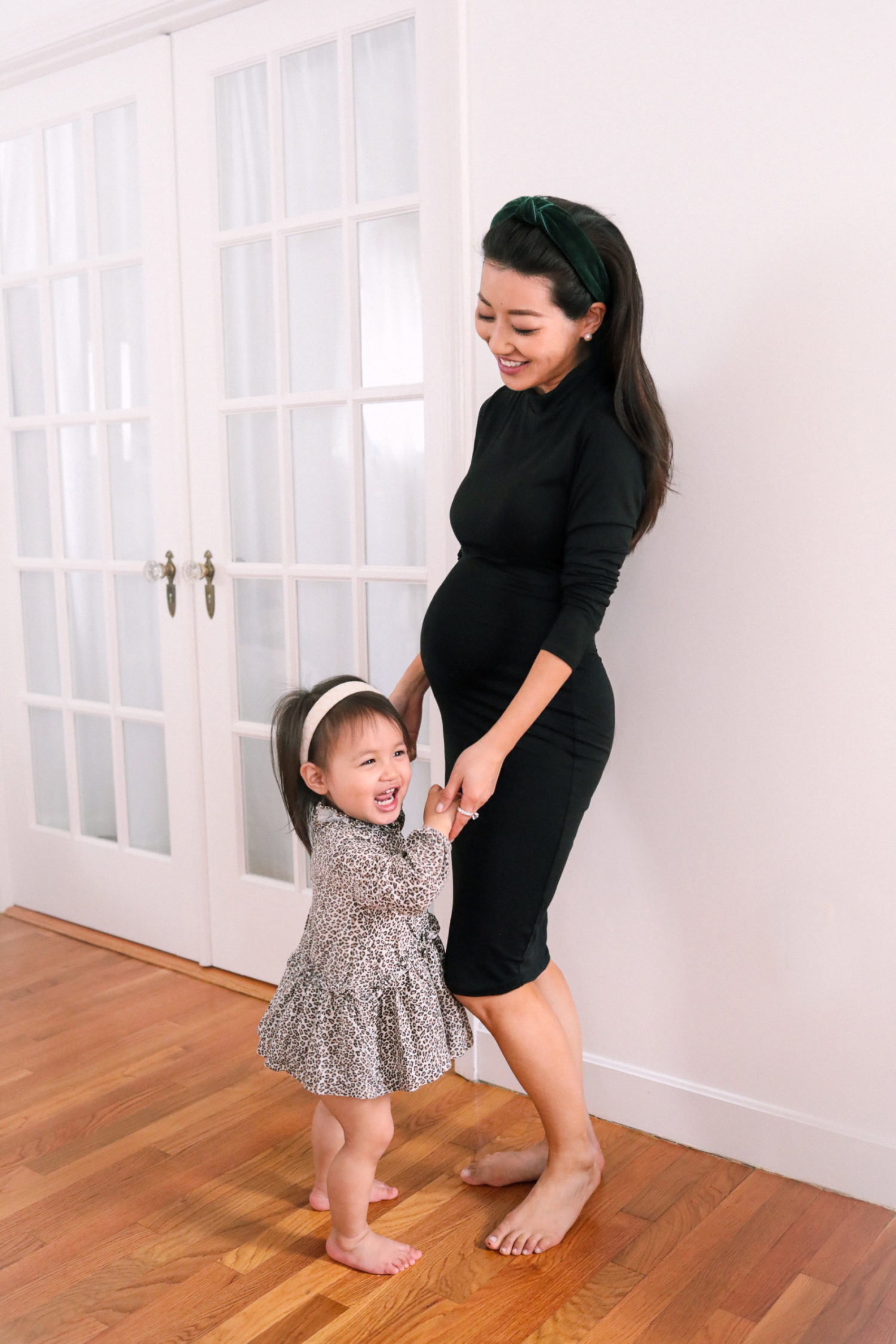 Fashion Tips Blog baby 2 black long sleeve turtleneck maternity dress
