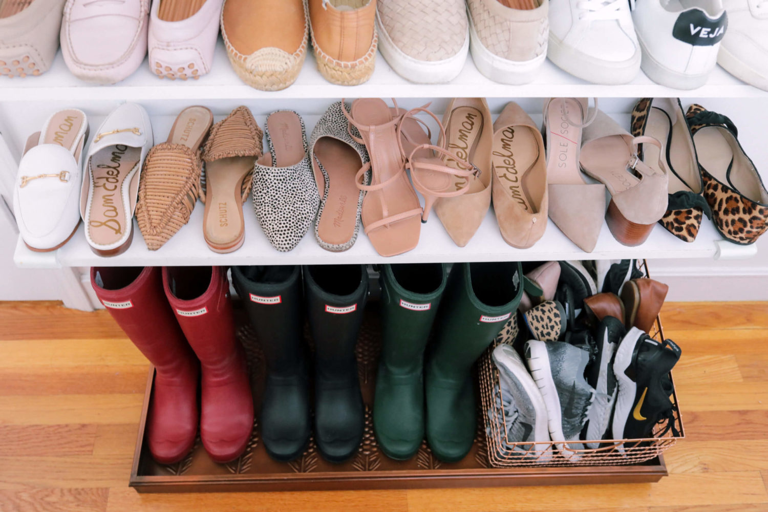small space boot and shoe organization