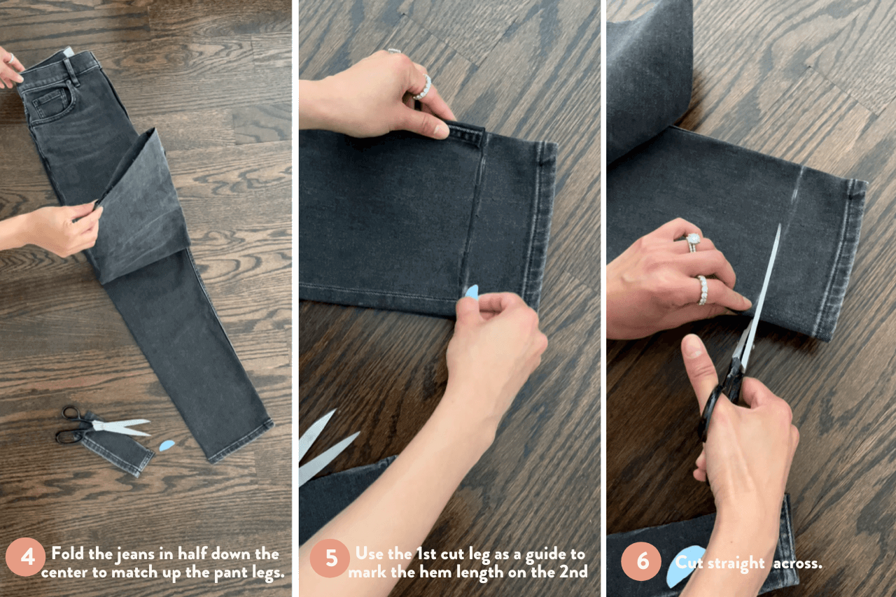 cutting ankle length jeans