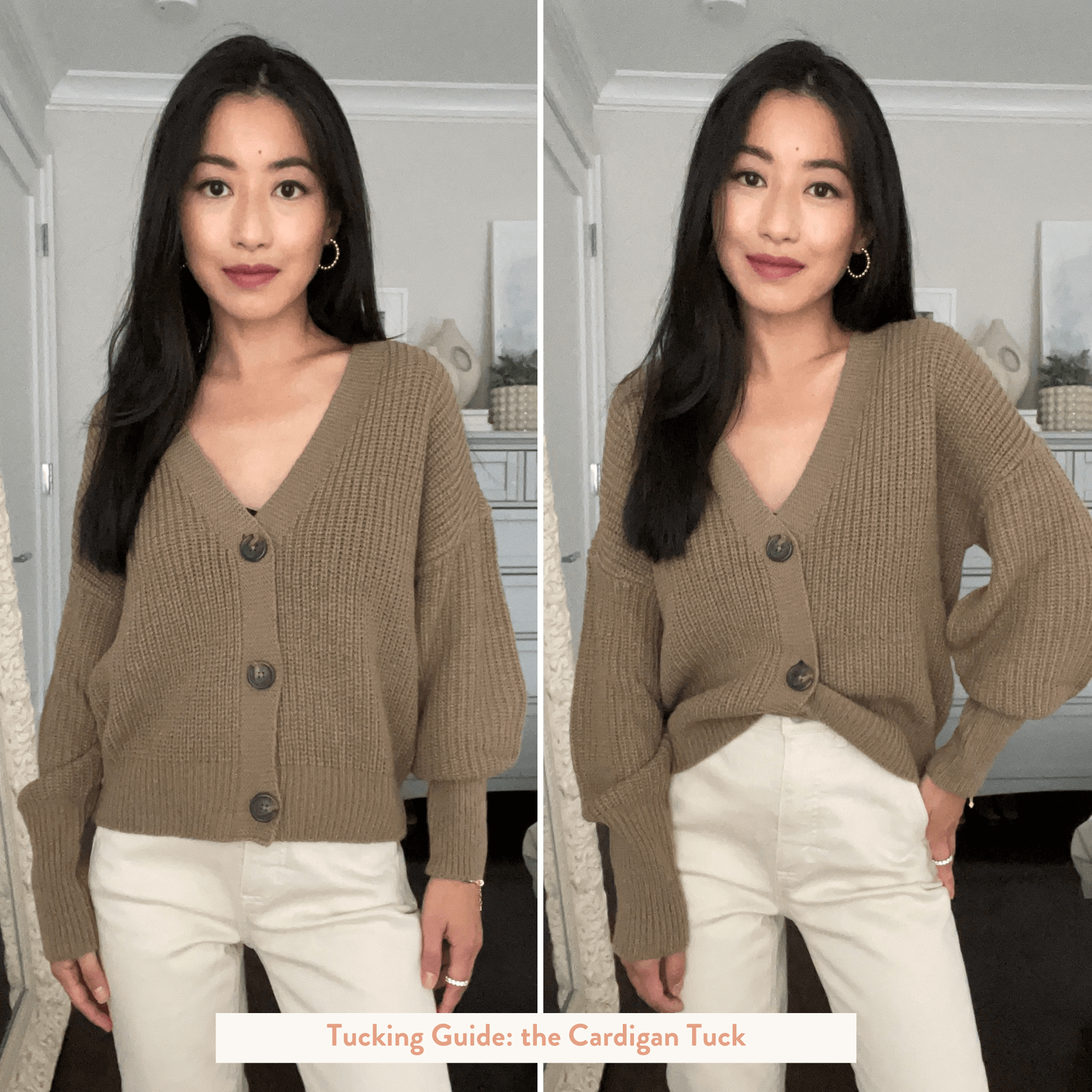 how to tuck a cardigan sweater