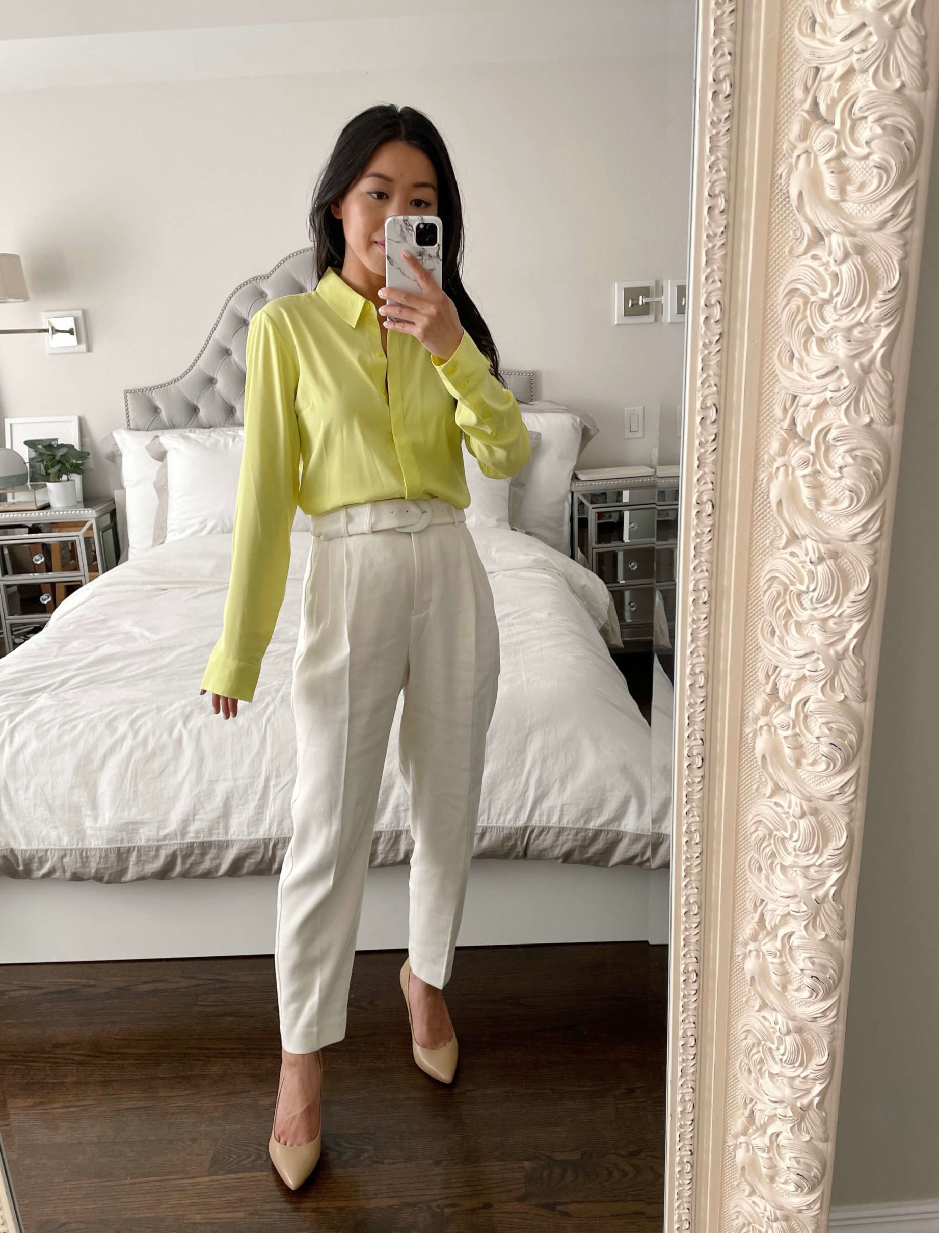 express silky portofino blouse neon yellow