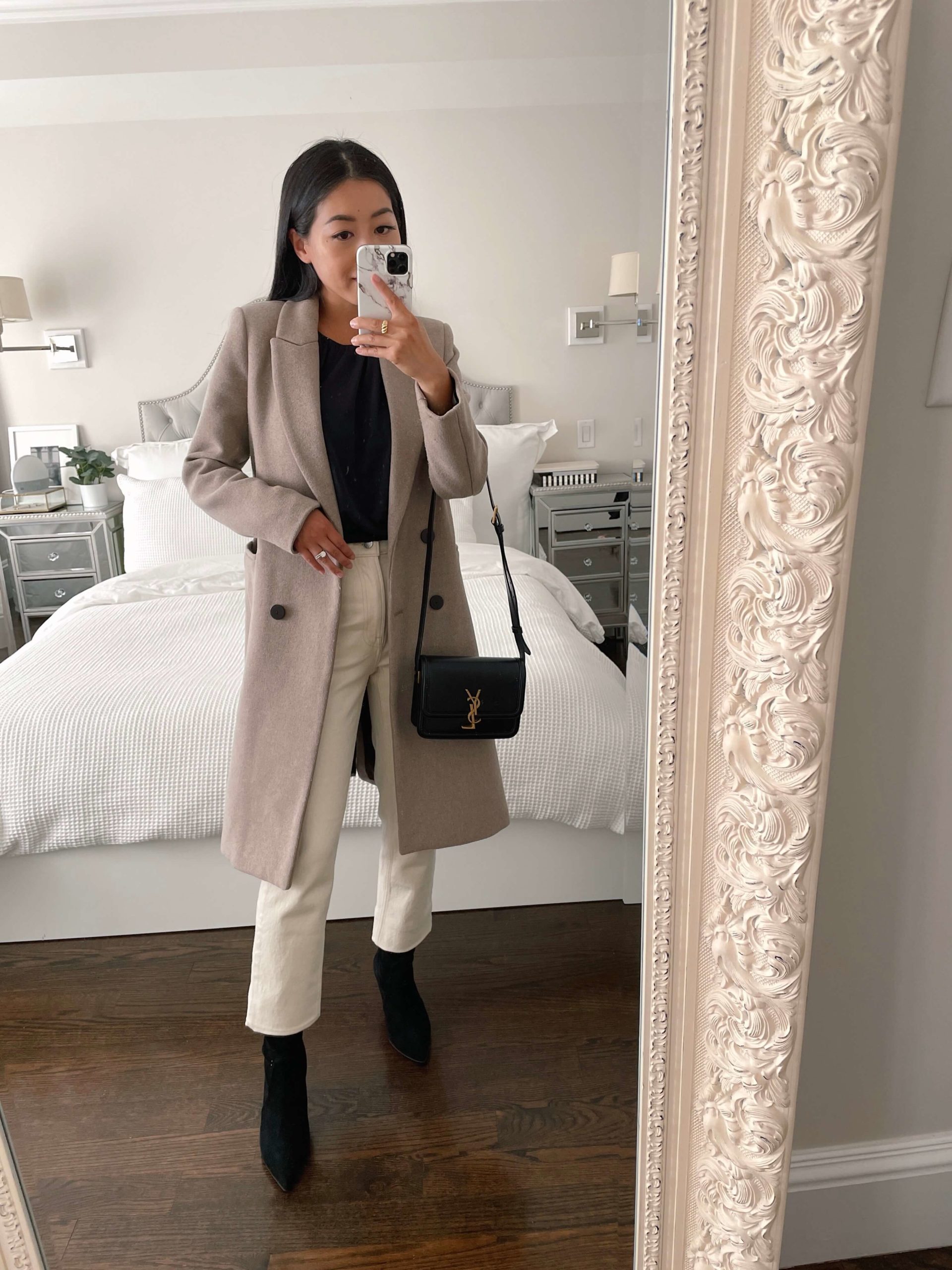 how to style white jeans for winter