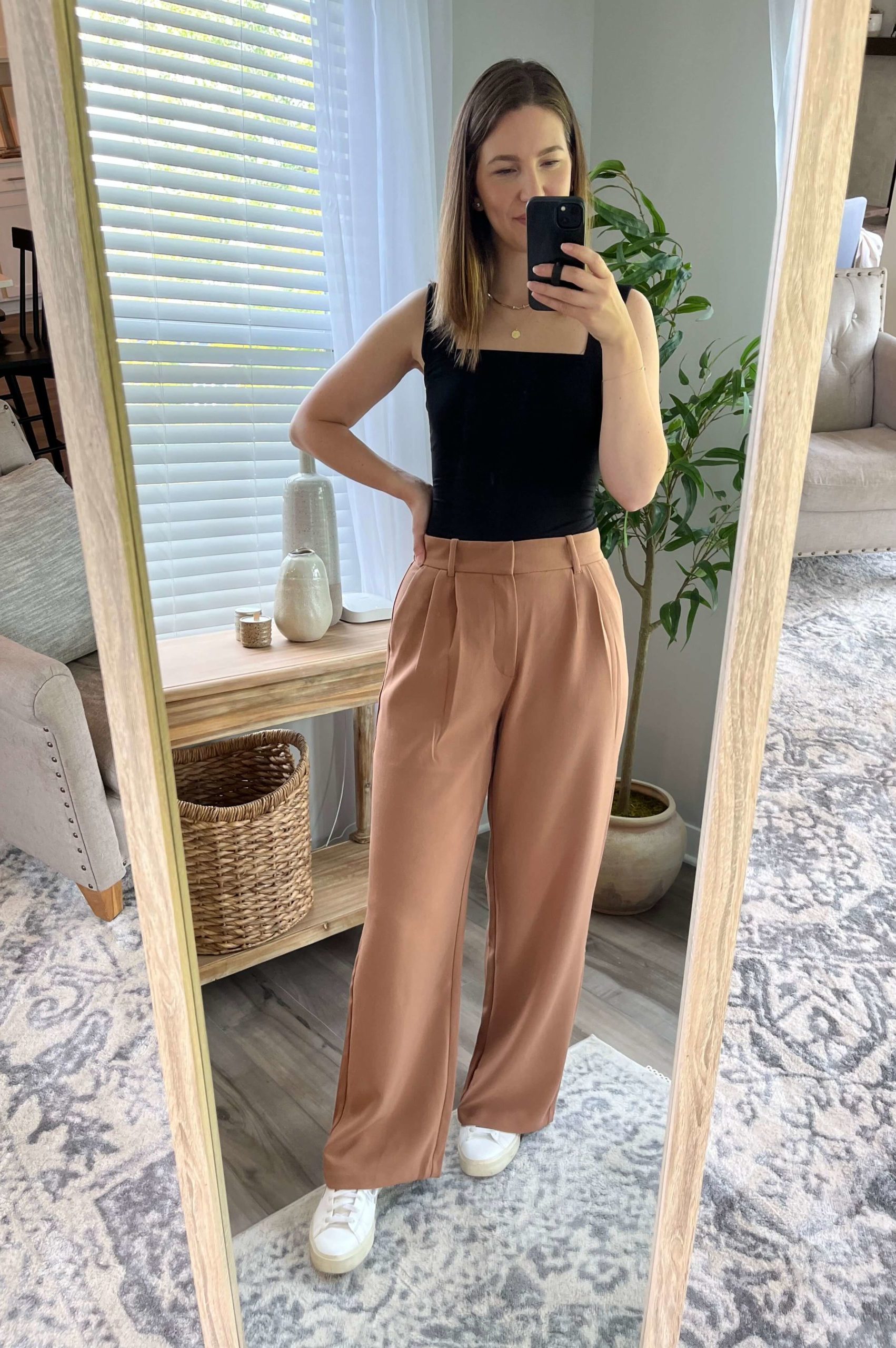 abercrombie tailored wide leg pants tall try-on