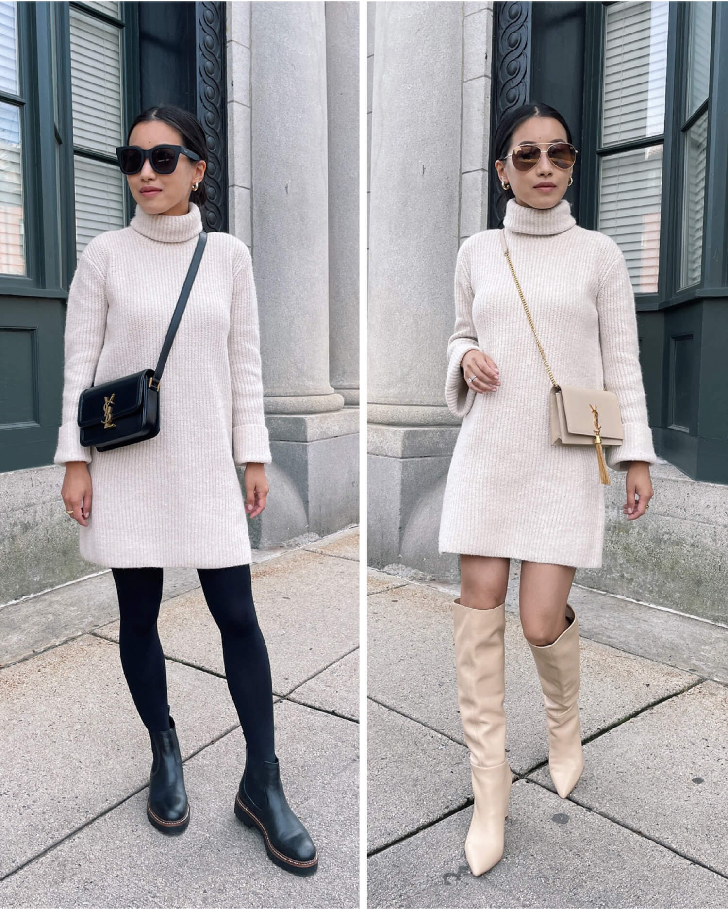 how to style a chunky sweater dress petite