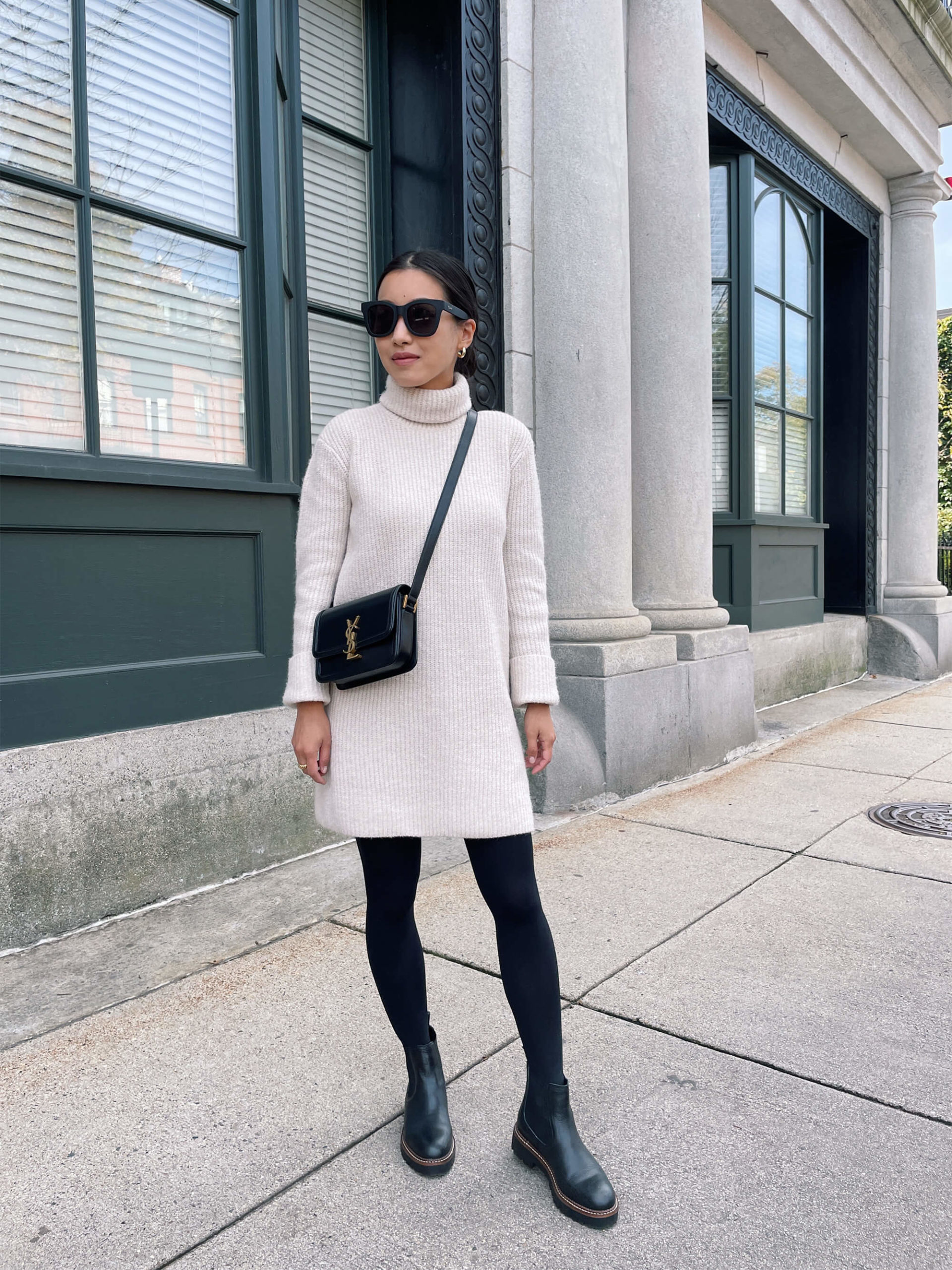 how to style petite sweater dress caslon chelsea boots