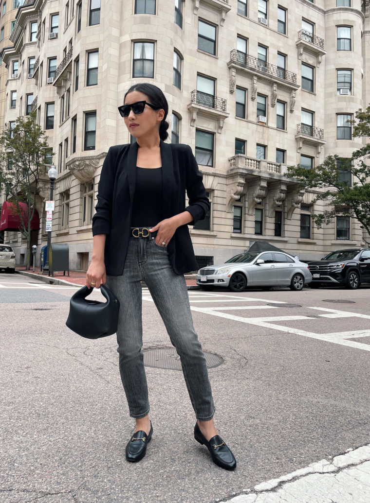 whbm petite grey jeans review