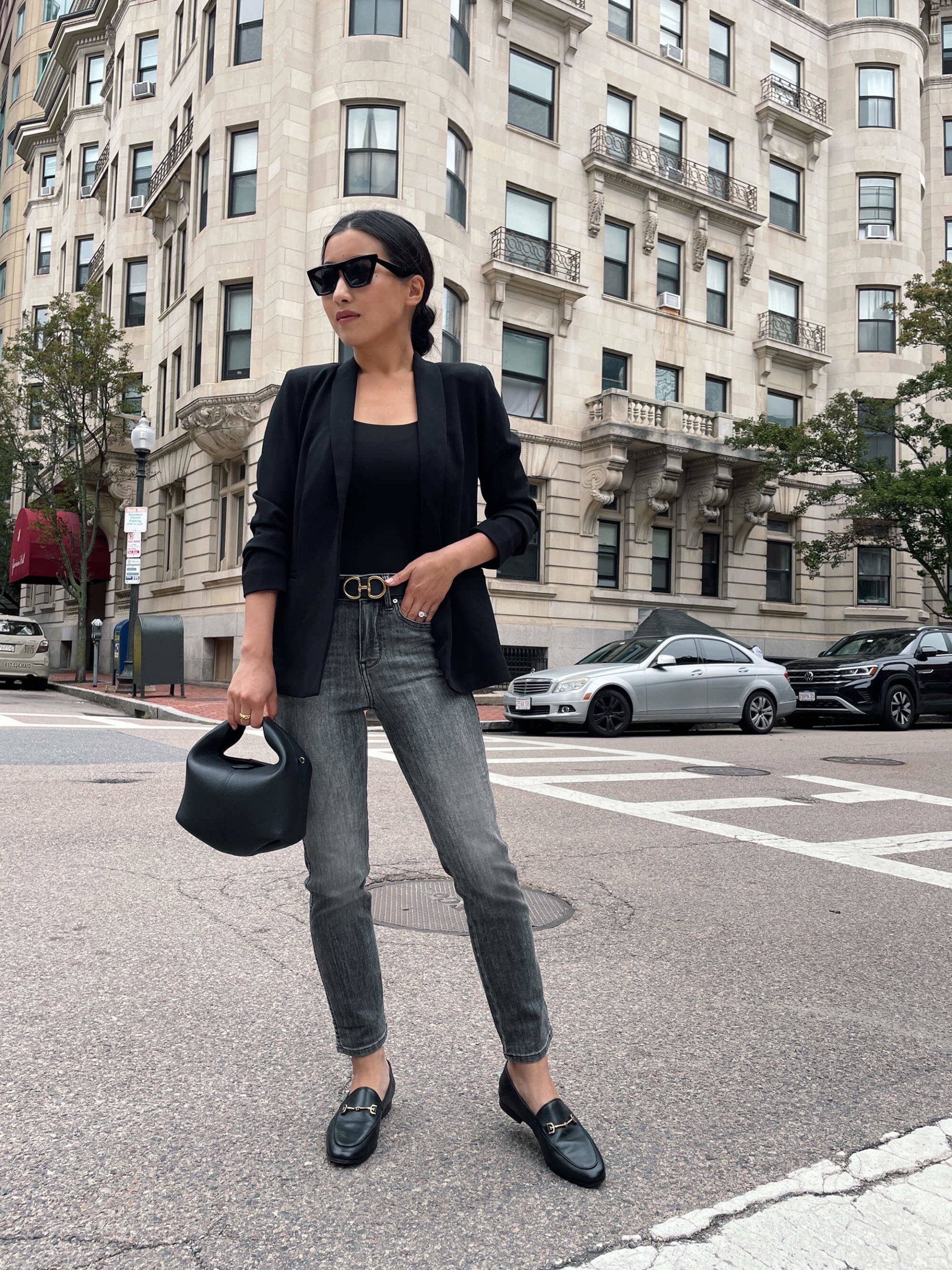 whbm petite grey jeans review